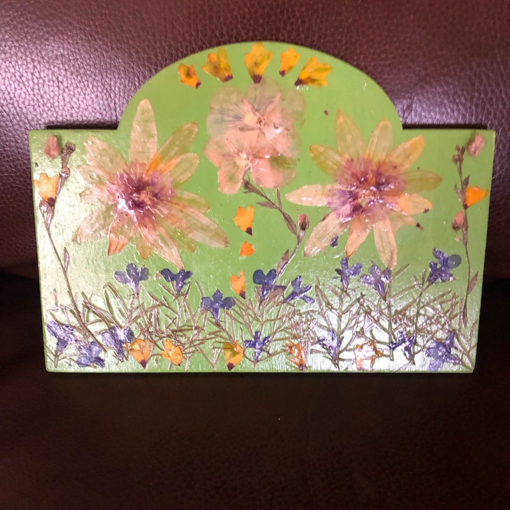 Pressed flower art wall plaque